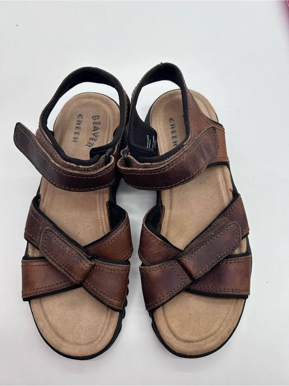 Beaver Creek Brown Leather Adjustable Strap Sandals Size 12